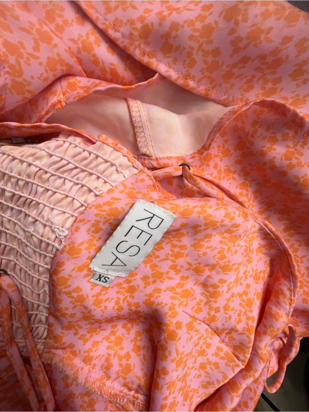 RESA Pink and Orange Floral Spaghetti-Strap Mini Dress - Picture 4 of 5